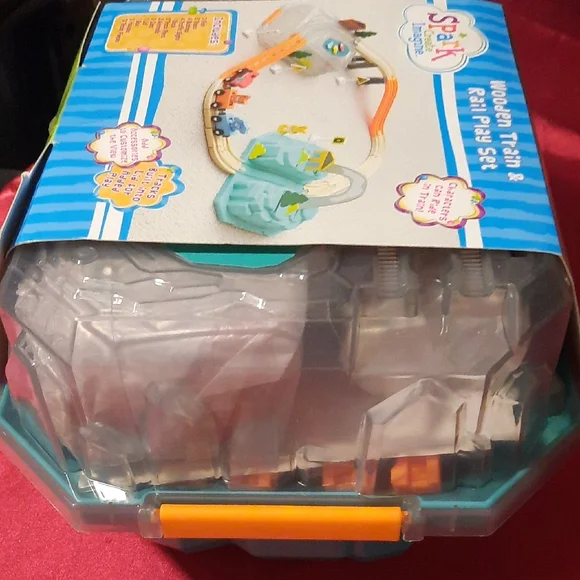 Spark Create Imagine Wooden Train Set - Blue, Orange, Red - Picture 3 of 6